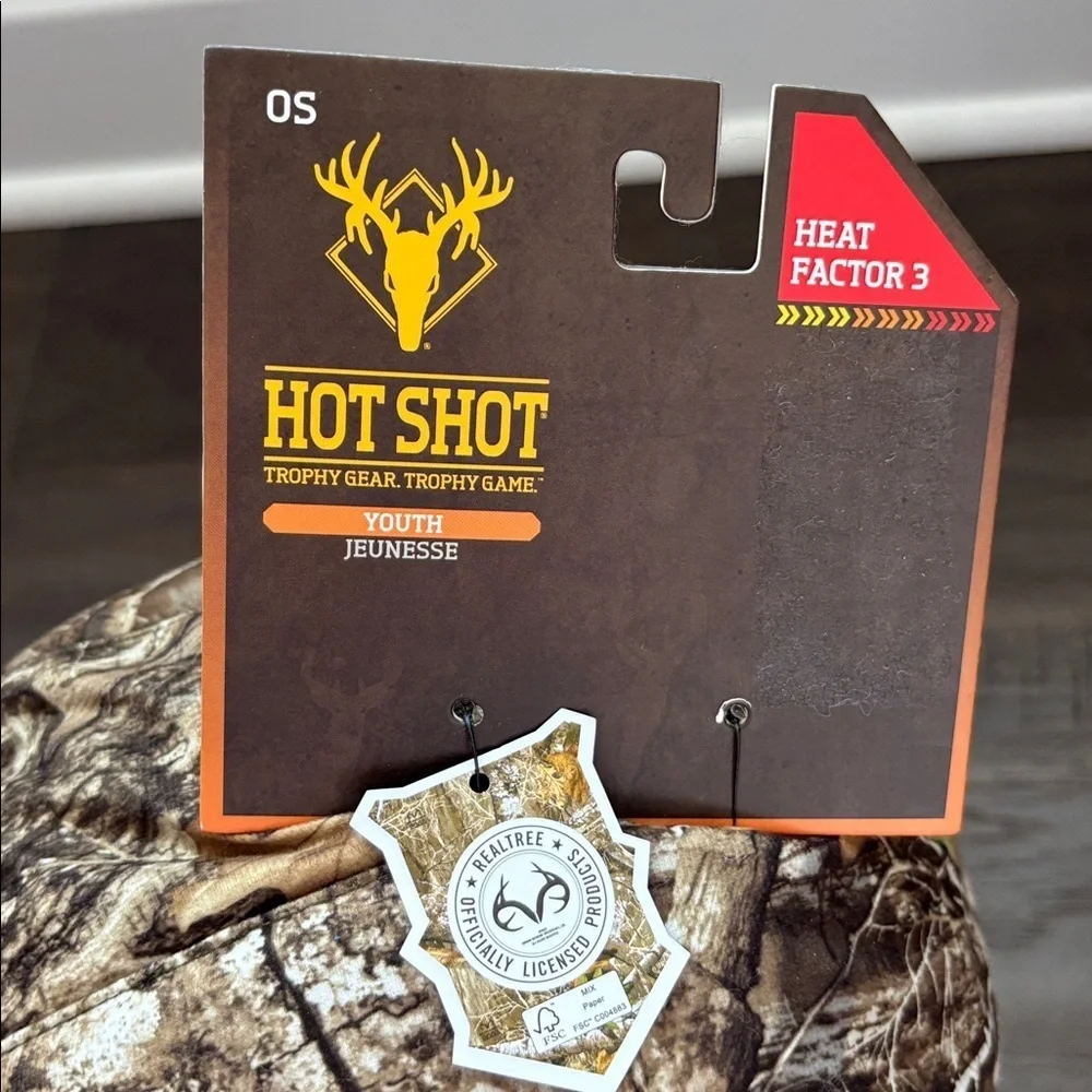 Hot Shot Trapper Hat,Sherpa lined,camo,heat factor 3,Realtree Edge winter